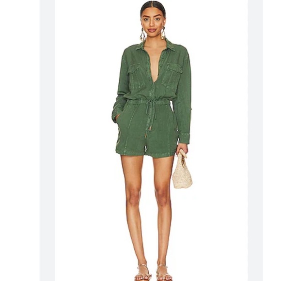 Young Fabulous & Broke Pants - Young Fabulous & Broke Lake Side Romper in Palm Pigment